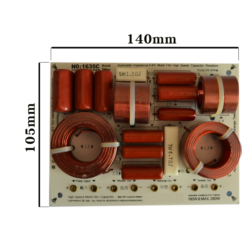 HIFIDIY LIVE  1635 3 Way 3 speaker Unit (tweeter + mid +bass )HiFi Speakers audio  Frequency Divider Crossover Filters