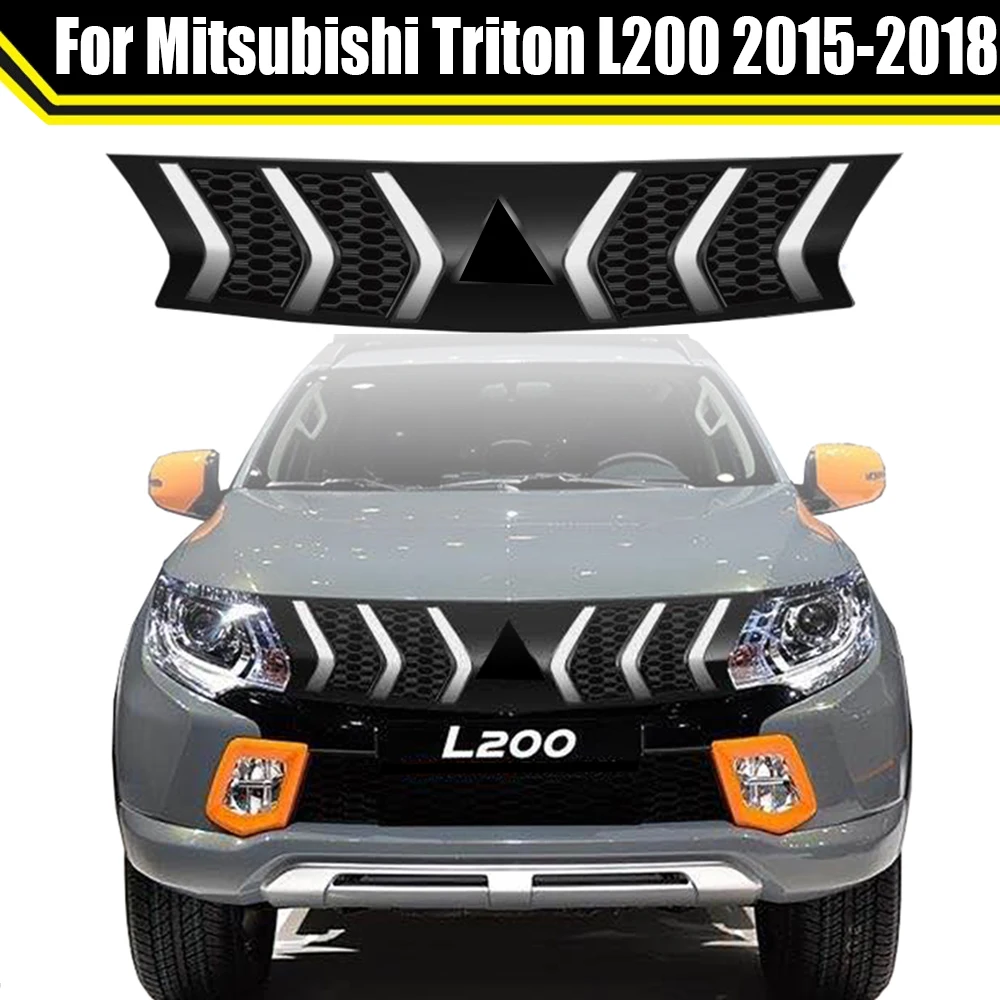 

Offroad Car Modified Spare Front Bumper Grille For For Mitsubishi Triton L200 2015 -2018 with Dynamic LED Lights Racing Grilles