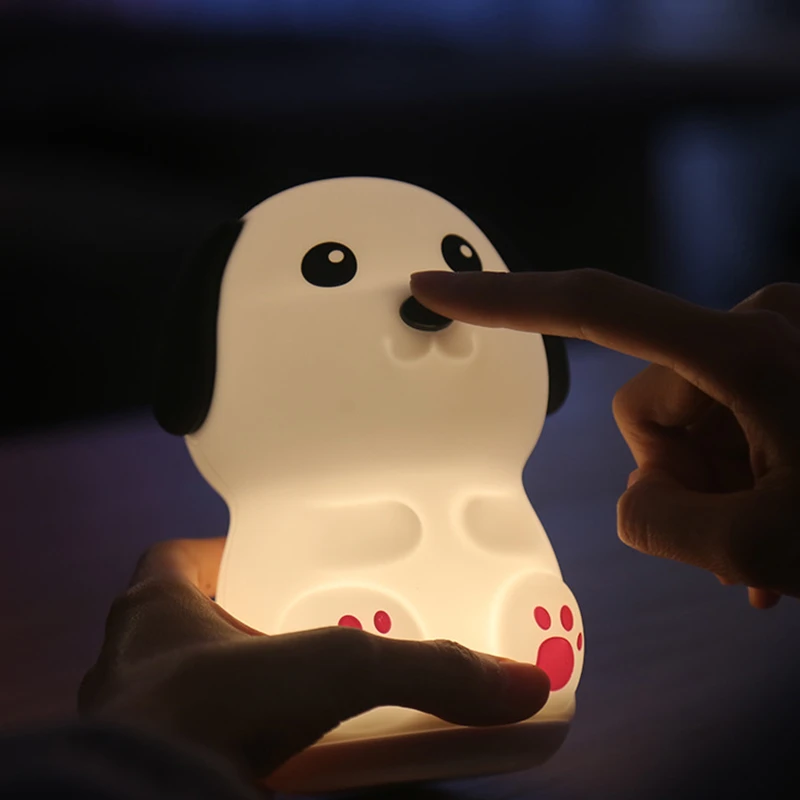 Cute and Creative Touch Doggie Silicone Night Light Holiday Gift Bedroom Bedside LED Sleeping Decoration Table Lamp