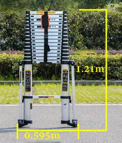 

6.3m household portable telescopic ladder, aluminum alloy material, side tilt support rod, thick seamless aluminum tube