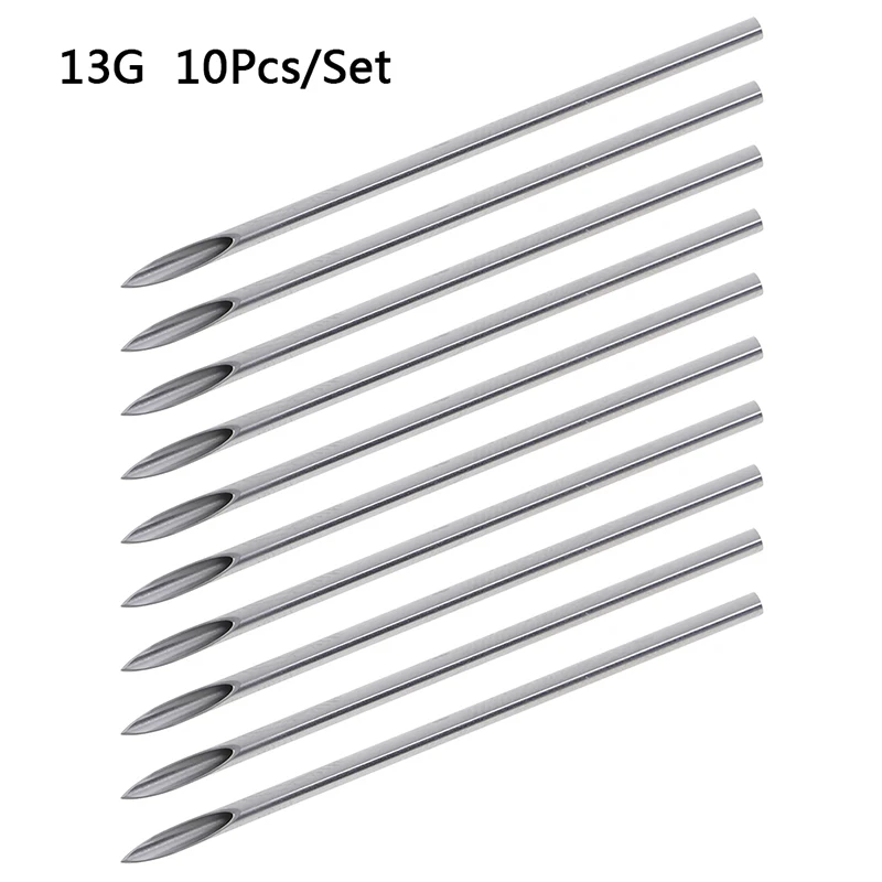 10pcs/set Disposable Tattoo 12g/14g/16g/18g/20g Piercing Needles For Navel Nipple Ear Nose Lip Tattoo Piercing Needles Kit Tool