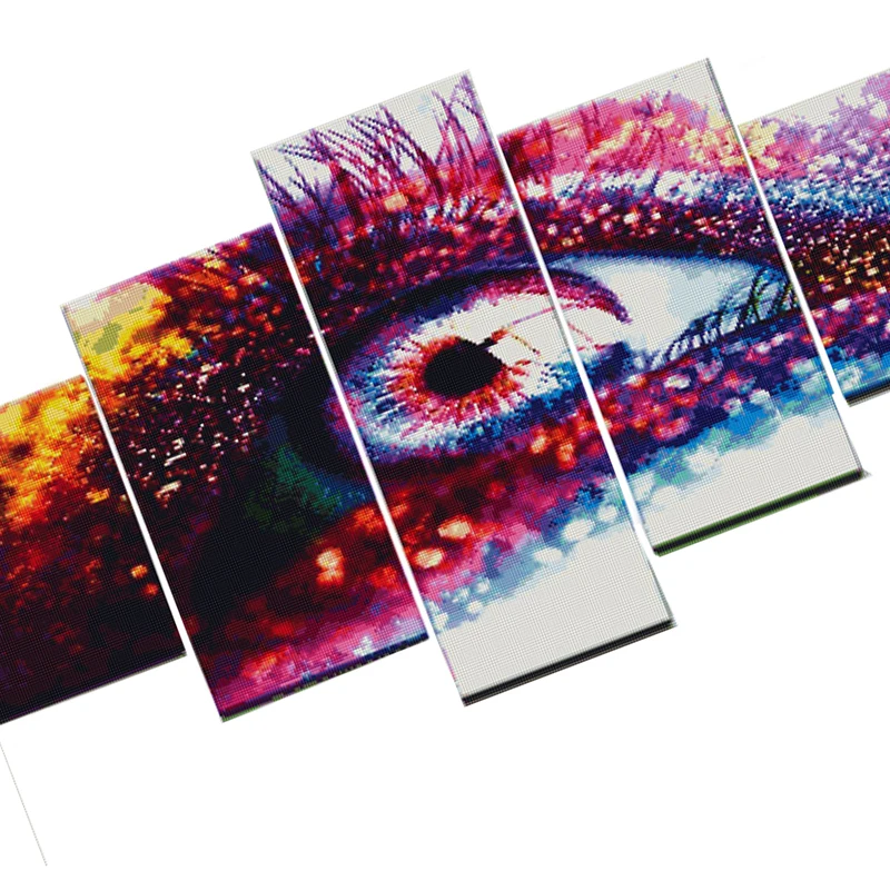 Colorful Eyes Diamond painting 5 Piece set Abstract Landscape Diamond embroidery Full mosaic Square Round Drill,Wall Art,GG6353