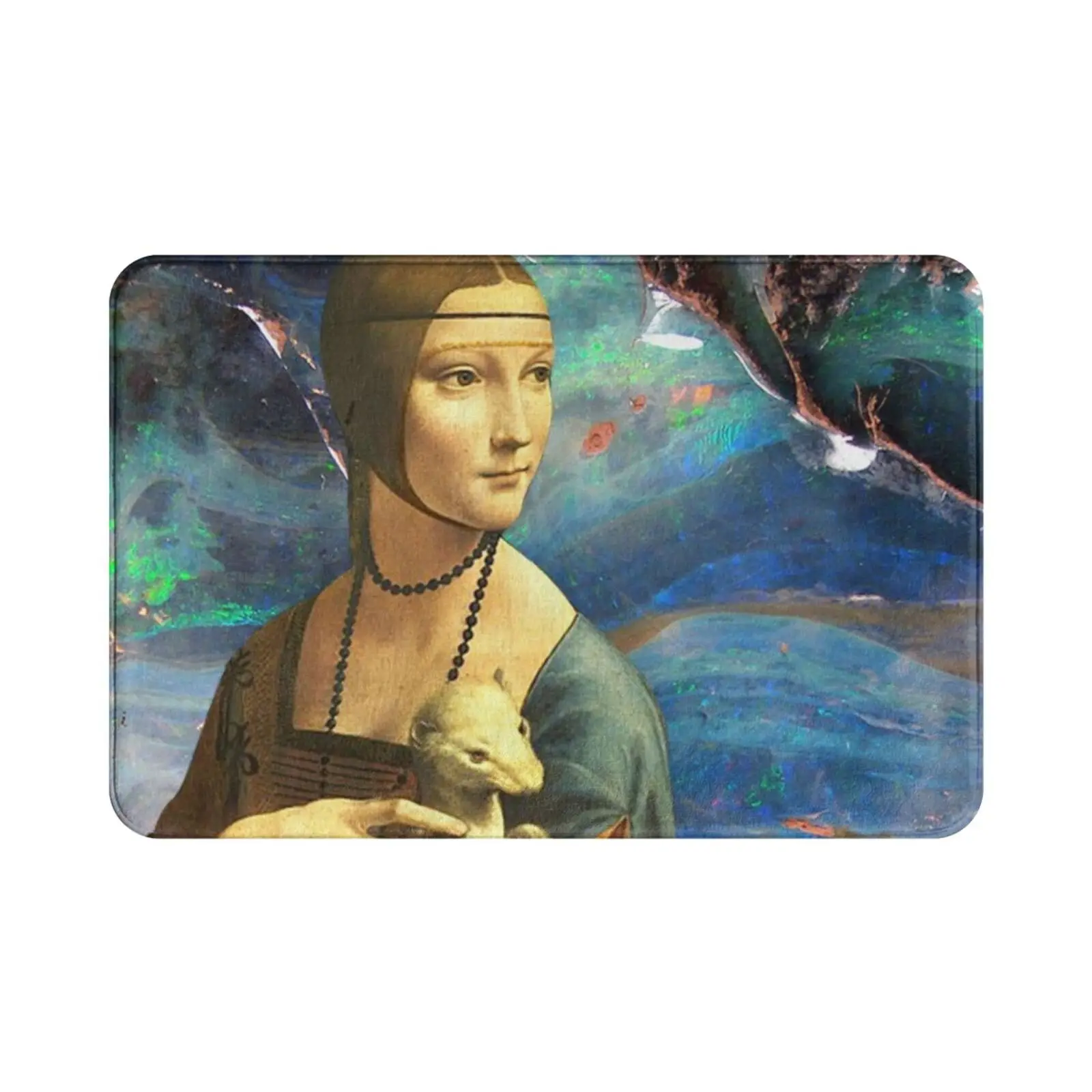 Dama Con L'ermellino Carpet Mat Rug Cushion Soft Leonardo Da Vinci Dama Ermellino Lady With An Ermine