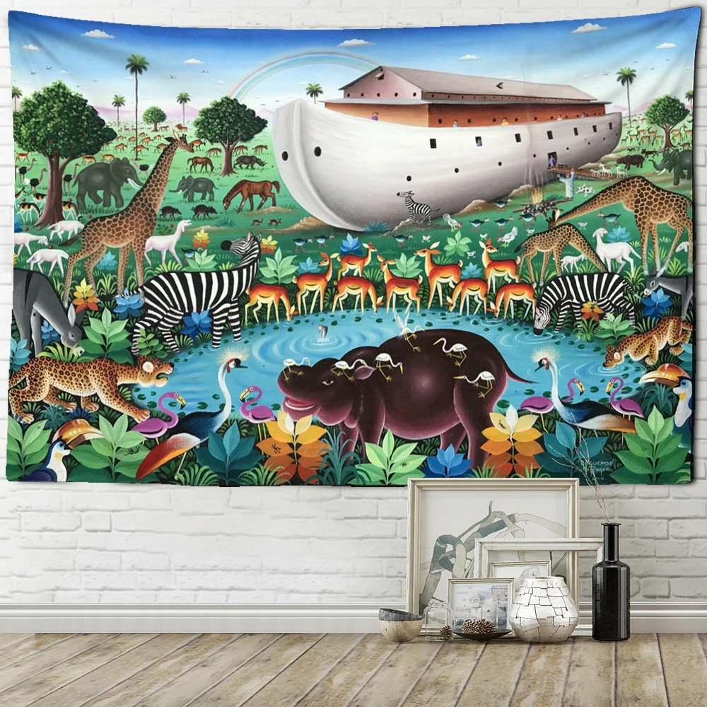 

Гобелен с изображением животных в мире, настенная подвесная система, в богемном стиле, для творчества, Декор для дома