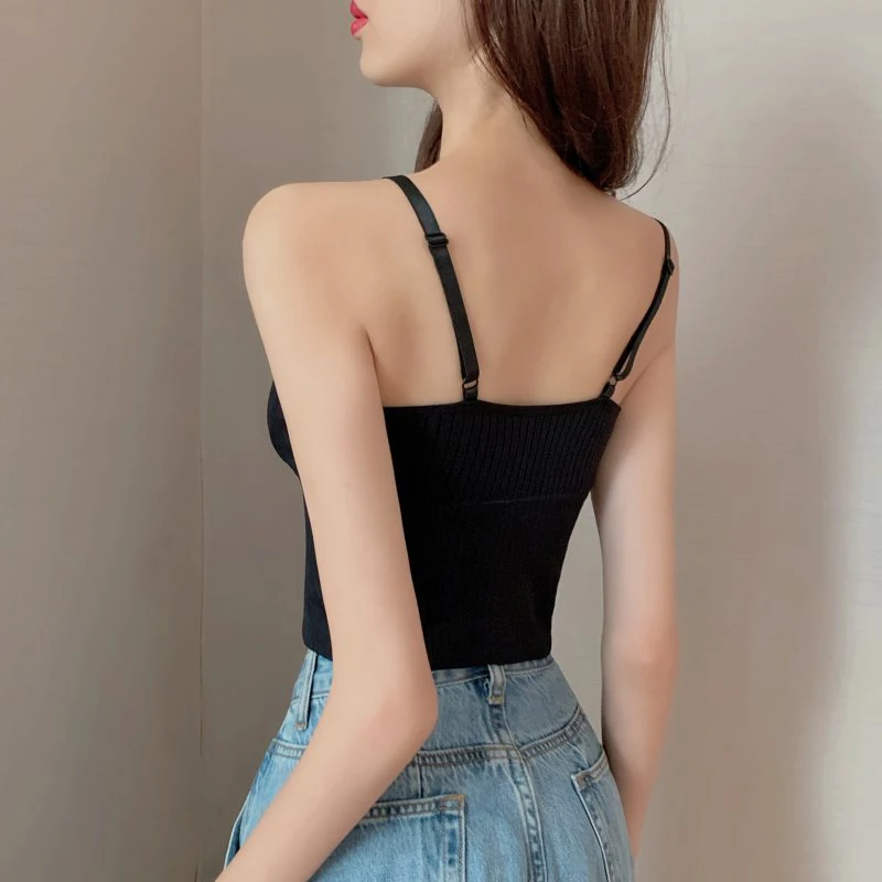 Shintimes New 2021 Sexy Backless Crop Top Women Striped Short Tank Top Korean Fashion Clothes Summer Tops Woman White Haut Femme