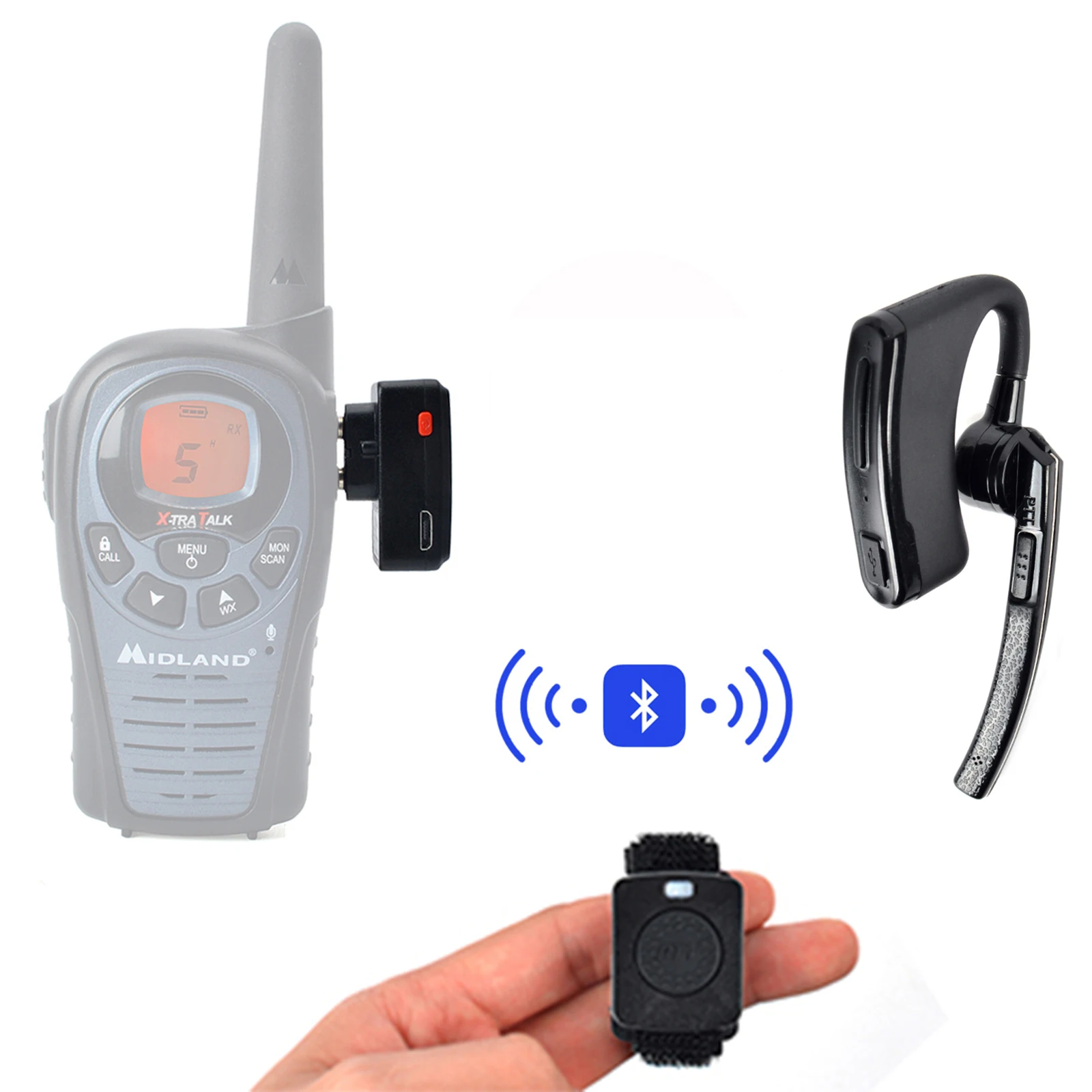 HYS-walkie-talkie inalámbrico con Bluetooth, auricular para Icom V8, V80, V80E, V82, V85, Midland, GXT1000VP4, LXT600VP3, GXT1000