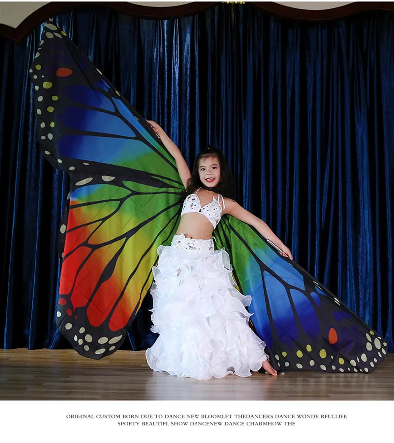 Alas de danza del vientre para niños y mujeres, palos de alas de mariposa, disfraz de danza del vientre para adultos, alas coloridas