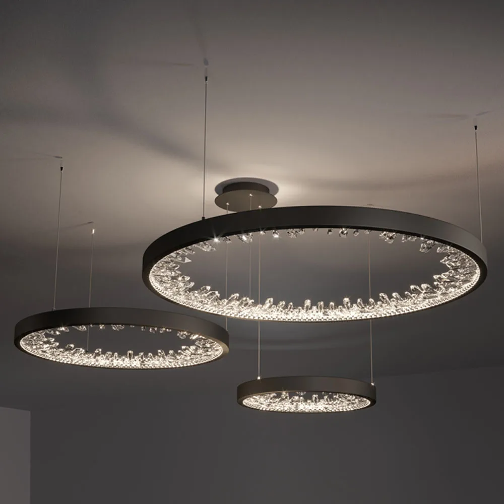 Ring design modern LED chandelier lamp crystal living lighting  3 lights changeable project lighting