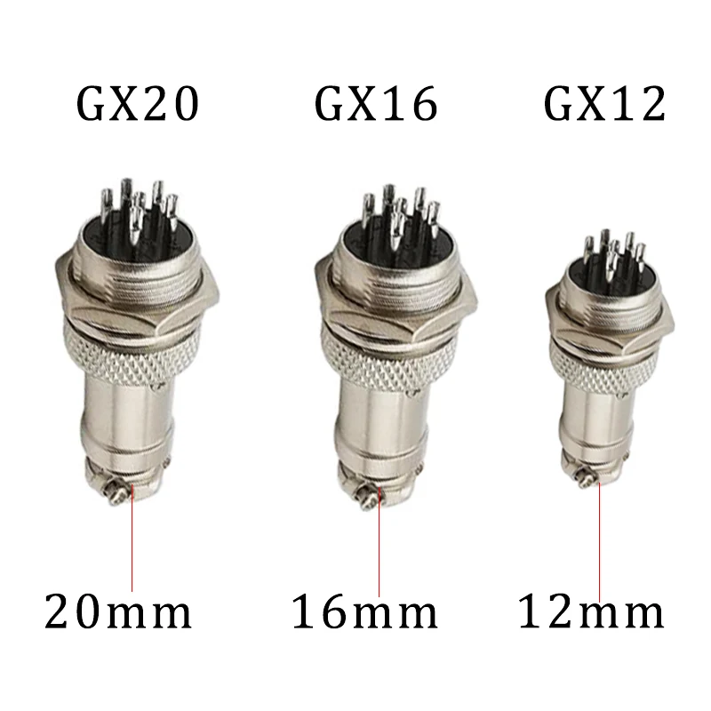 1Set GX12 GX16 GX20 Circular Aviation Connector 2/3/4/5/6/7/8Pin Male Plug Female Socket 12/16/20mm Wire Panel Quick Adapter