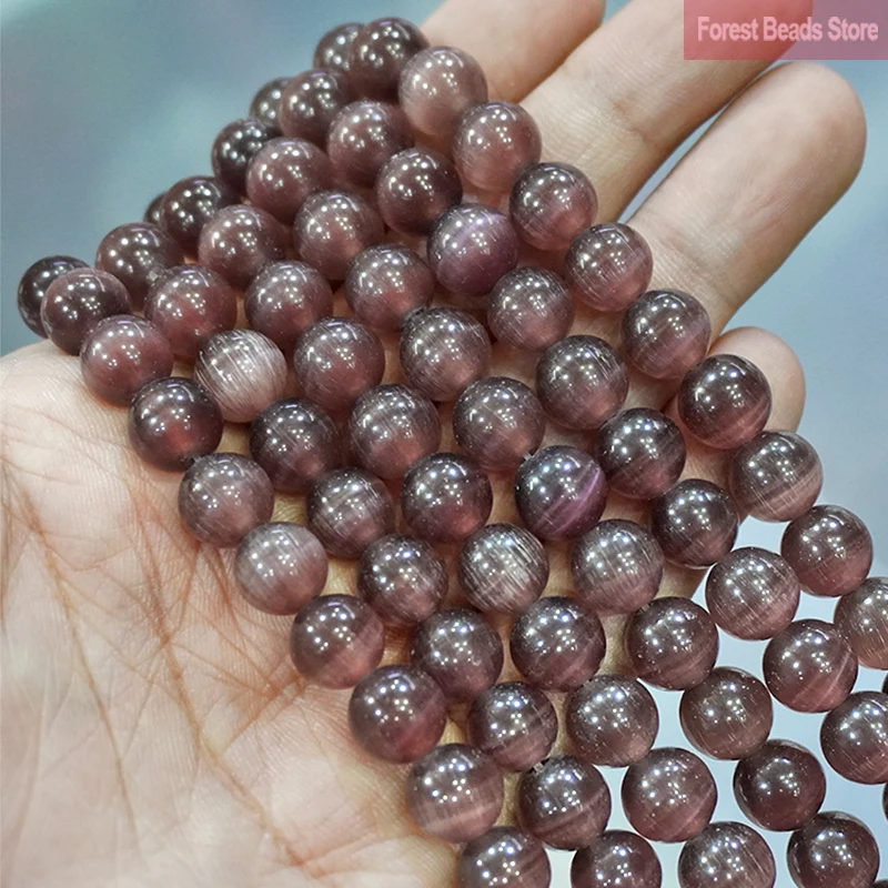 6/8/10MM AAA Brown Cat Eye Beads Smooth High Quality Round Beads Opal Stone for Jewelry Making DIY Bracelets Earrings 15