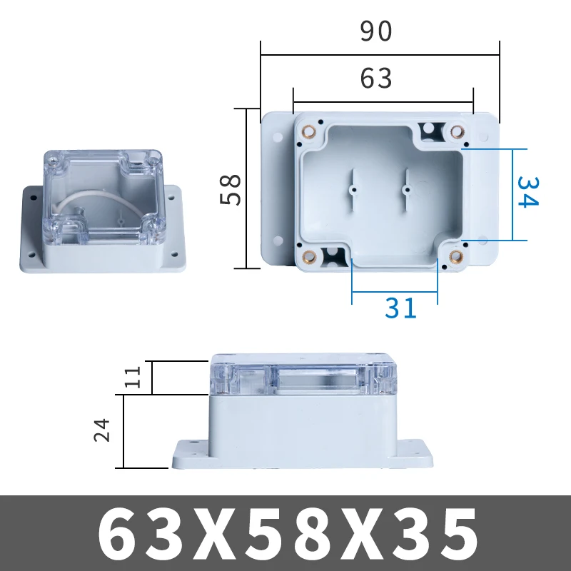 IP67 Kunststoff Transparent Box Wasserdichtes Gehäuse Elektronisches Projekt Außeninstrument Elektrische Projektbox Anschlussgehäuse