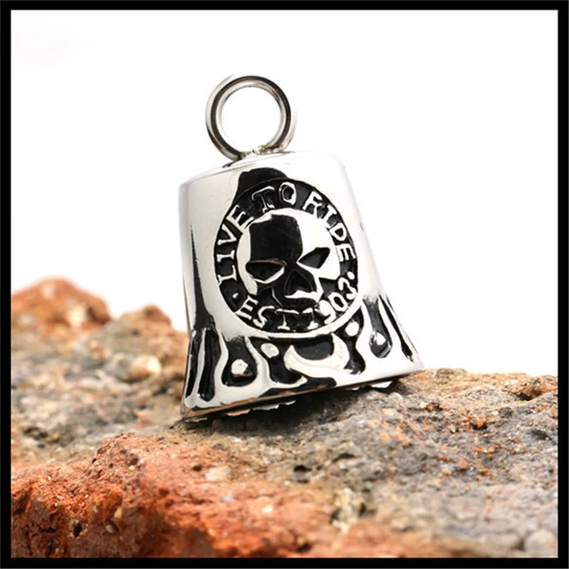 Willie G Skeleton Bell Pendant 316L Stainless Steel Live To Ride Motorcycles Biker Style Necklace 65cm Chain