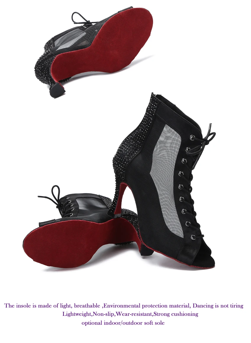 CINMIDY Tanzstiefel Damen Latein Tanzschuhe Tango Pole Dance Schuhe für Frauen Sexy Bauchtanzschuhe Professionelle Ballsaal High Heels – Detail 25