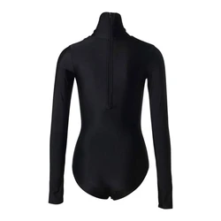 Costume da bagno donna Monokini Rash Guard dolcevita Zip manica lunga costume da bagno nero