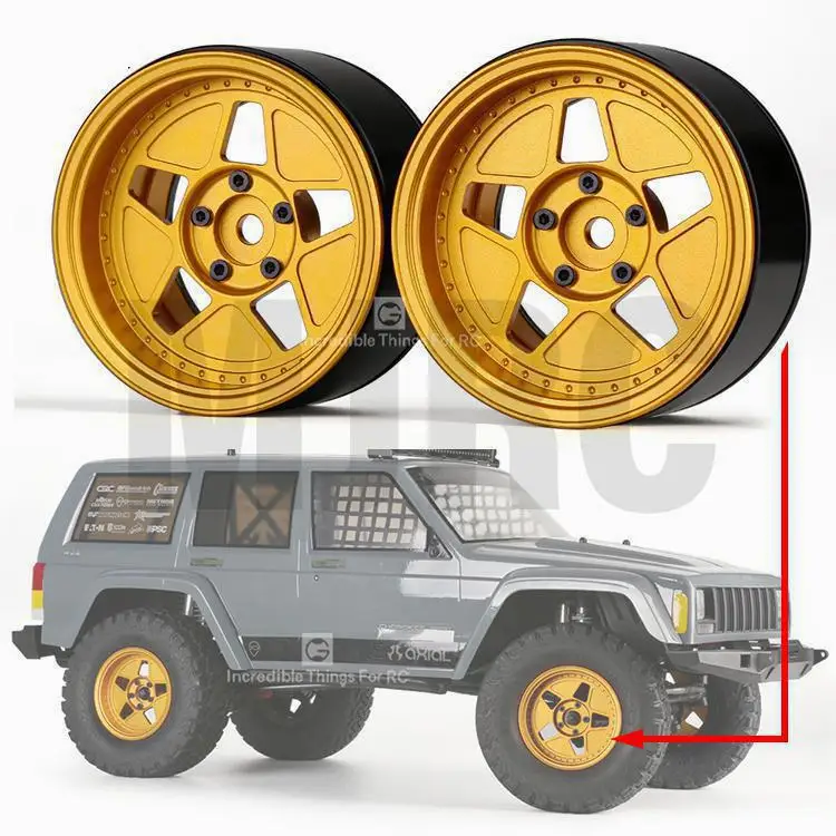 

For 1/10 Rc tracked vehicle Trx4 Defender Mustang Rc4wd D90 D110 axial Scx10 90046 Jimny Cfx TRX-6 Vs4 2.2 inch gold metal wheel