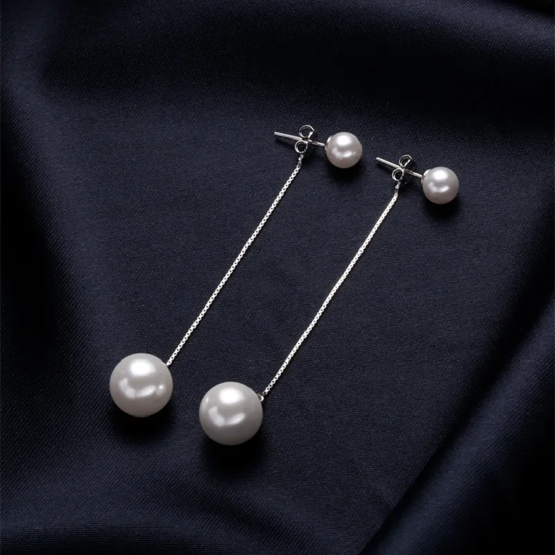 QMCOCO Silver Color Korean Style Fashion Elegance Earrings Long Tassels Ear-Line Pearl  Contracted Sweet Jewelry Accessories