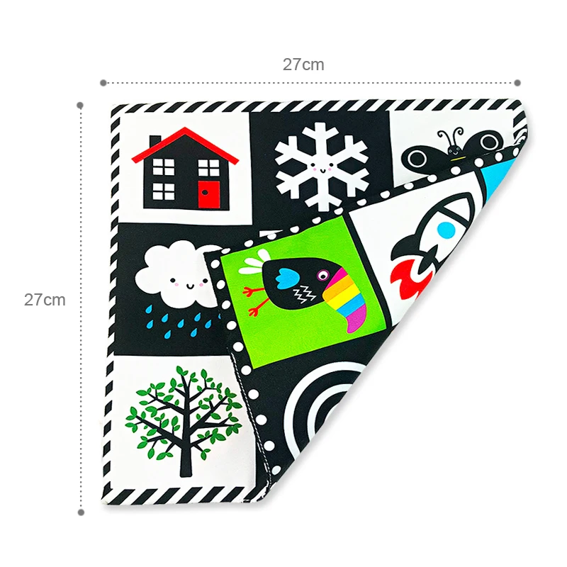 0-12 Months Kids Learning Baby Toys For Newborn Soft Cloth Book Educational Black/White Cognition Sound Newspaper J0638