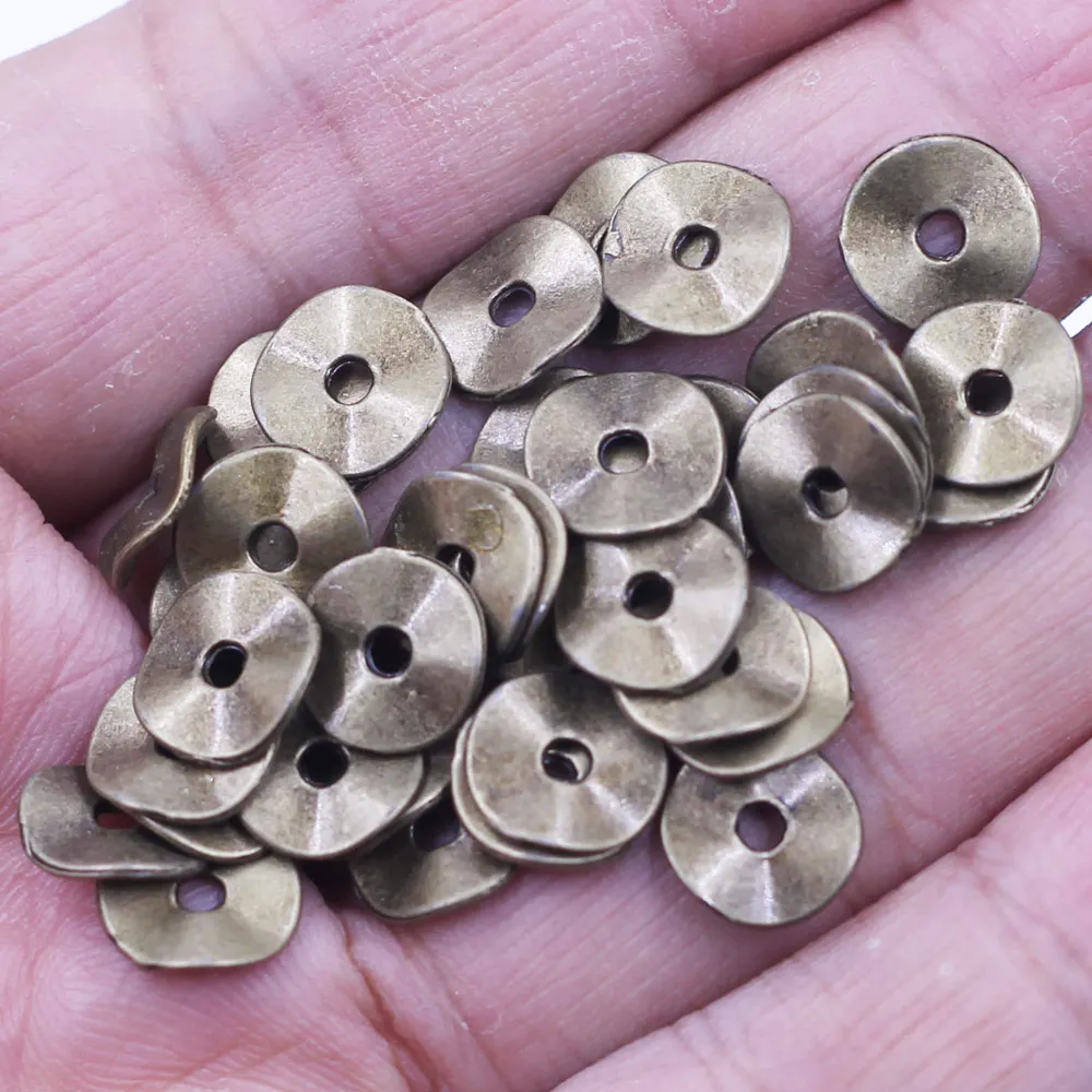 Spacer Beads Wave Round Tortuose Ring Zinc Metal Alloy Bronze Tone For Charms Bracelets Jewelry DIY Making Findings 9mm 100Pcs