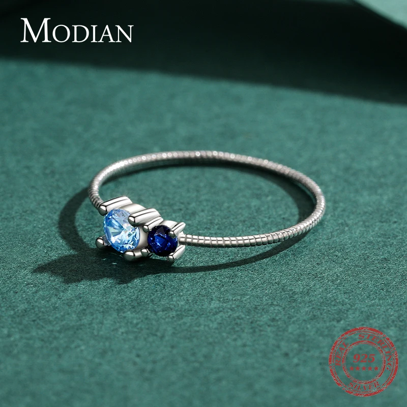 Modian 100% Bạc 925 Charm Pha Lê Xoắn Chói Mắt Nhẫn Cho Nữ Grils Đảng Thời Trang Xếp Chồng Mỹ Trang Sức