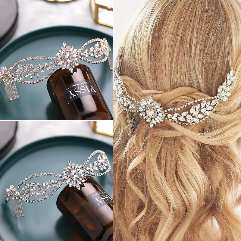 

Rhinestone Hair Comb Headband Hairband Crystal Tiara Headband For Women Bride Wedding Hair Accessories Bridal Hair Jewelry Gift