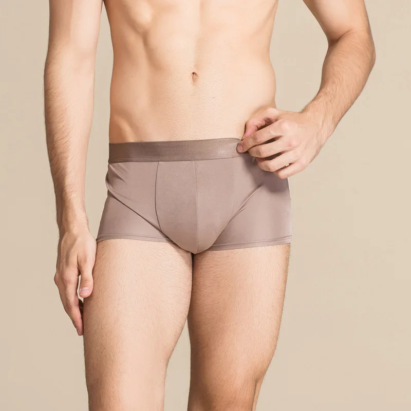 Birdsky, 3 peças de cueca boxer masculina 100% seda pura amoreira, cintura média de secagem rápida, 4 cores sólidas. HM-02