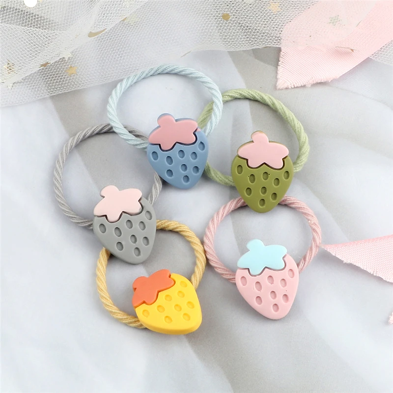 2Pcs/Set Cute Fruit Hair Band for Girls Kids Cartoon Strawberry Decoration Elastic Headband Children Hair Accessories Scrunchies