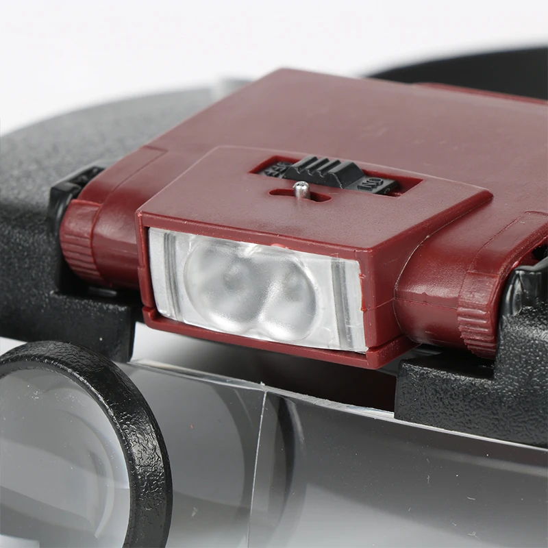 Helmet Style Magnifier Glasses LED light 10X Repairs Reading Optical Glass Tool Lamp Head Magnifier Loupe 1.0/1.5/3.5/10X