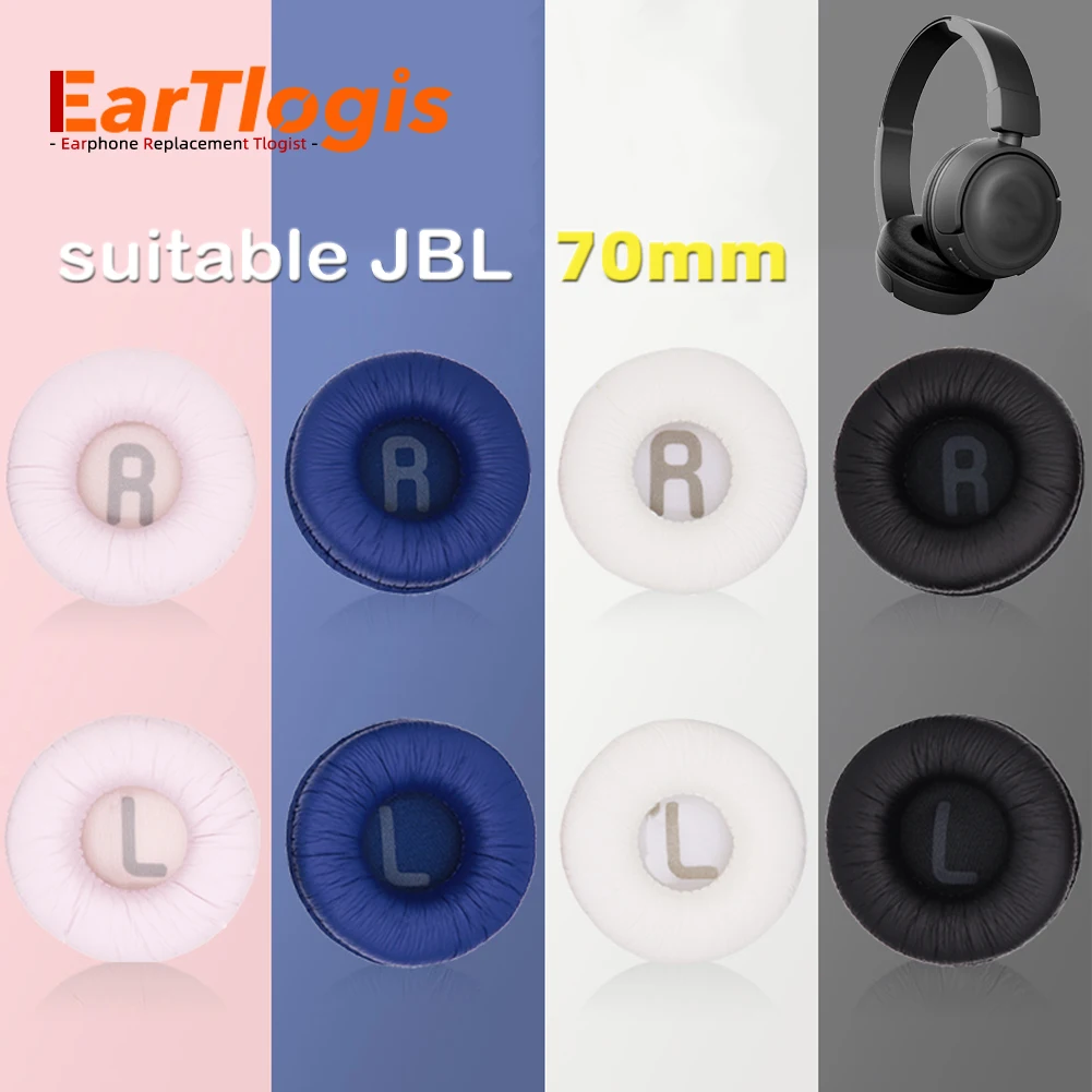 EarTlogis 70mm Replacement Ear Pads for JBL T450 T450BT T500BT JR300BT TUNE600 Headset Parts Earmuff Cover Cushion Cups Pillow