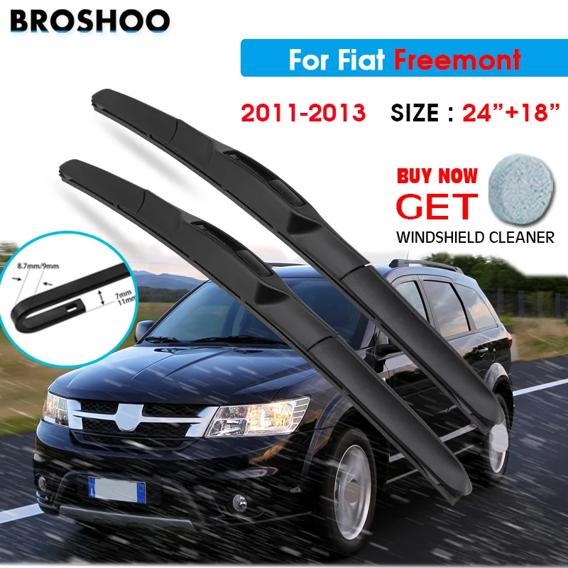 

Car Wiper Blade For Fiat Freemont 24"+18" 2011 2012 2013 Windscreen Windshield Wipers Blades Window Wash Fit U Hook Arms