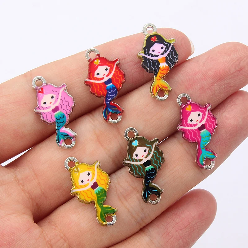 10pcs Alloy Mermaid Pendant Connector Accessories DIY Handmade Necklace Bracelet Charms Jewelry For Women Girls Gifts