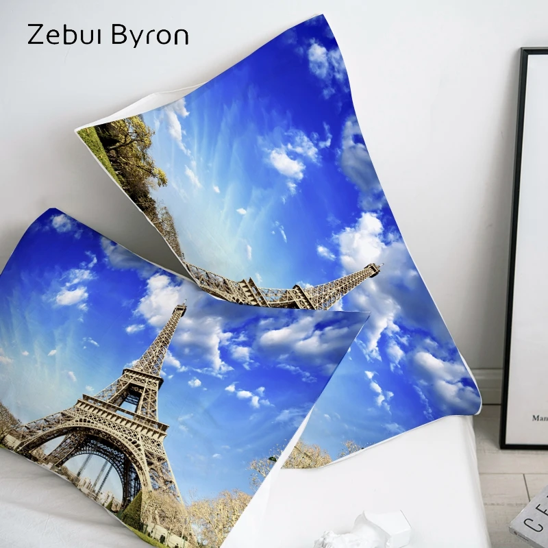 3D Pillow Case Pillowcase Custom/50x70/50x75/70x70 Decorative Pillow Cover,Bedding Paris Eiffel tower,Home textile Drop Ship