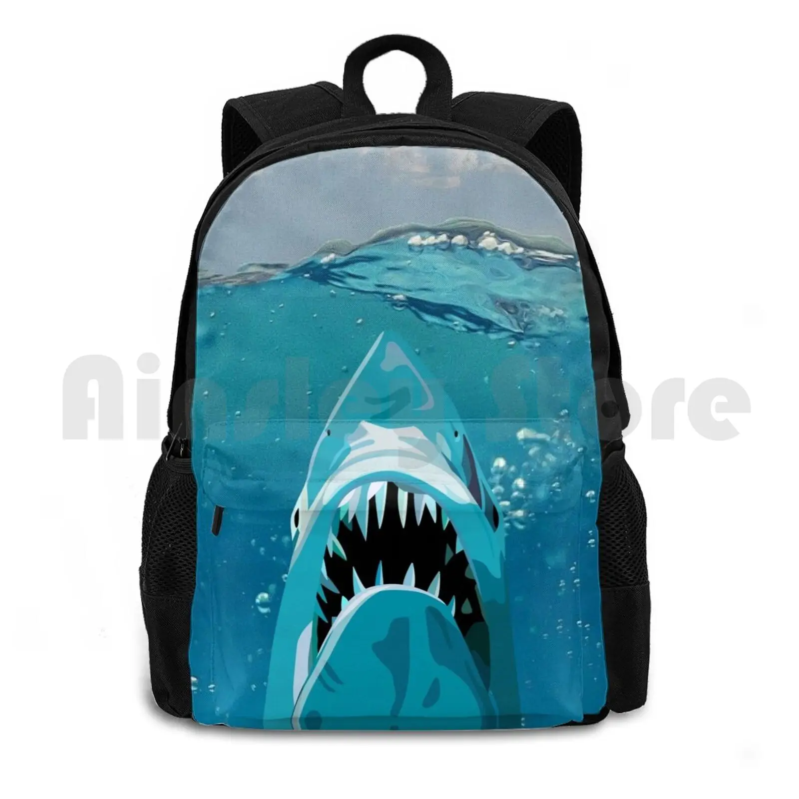 Shark Attack-Ocean Background Outdoor Hiking Backpack Riding Climbing Sports Bag Shark Shark Attack Ocean Ocean Life Ocean