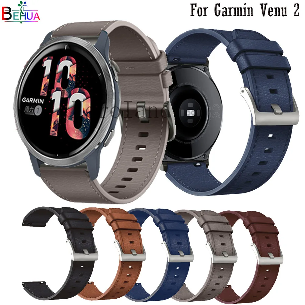 22mm Genuine Leather Strap Watchband For Garmin Venu 2 Original Wristband Quick Releas Bracelet For Garmin Vivoactive 4 belt new