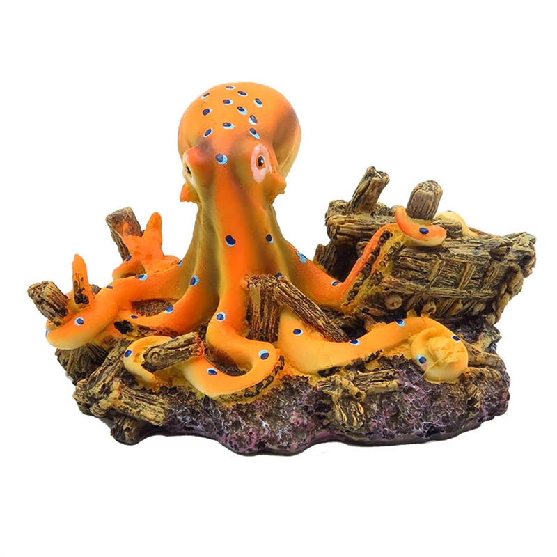 Resin Octopus Statue Ornaments Landscaping Accessories For Turtle Fish Tank Aquarium Decoration Fishbowl Background Decoration