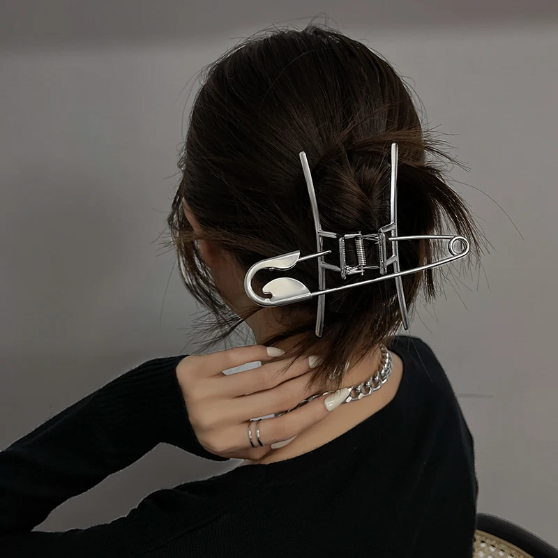 Ruoshui Frau Neuheit Unregelmäßigen Haarnadeln Punk Stil Metall Silber Haar Krallen Barrettes Frauen Haar Zubehör Haar Clips Hairgrip – Detail 6