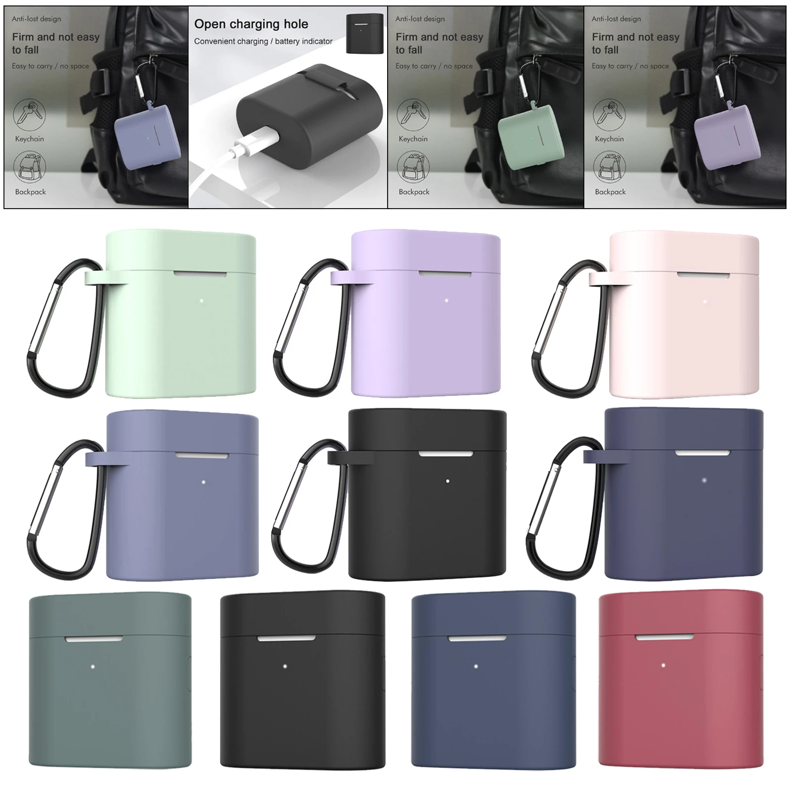 Funda de silicona suave y duradera para auriculares, cubierta de auriculares y mosquetón para Xiaomi Air2, Air2s, Air 2, 2s