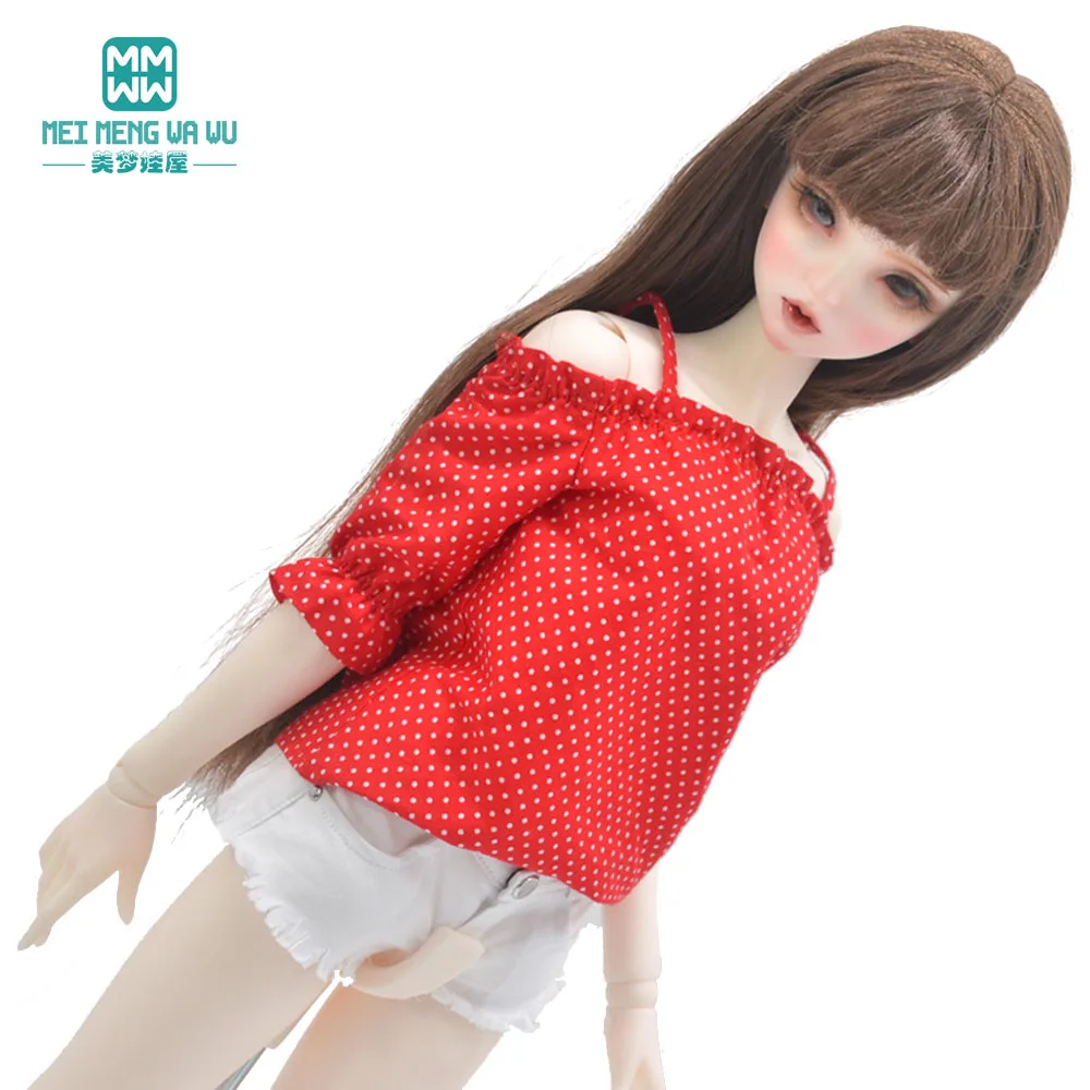 58-60cm 1/3 BJD Doll Clothes Fashion DD SD Dolls Toys Ball Jointed Doll Fashion polka dot shirt red, yellow Girl's gift