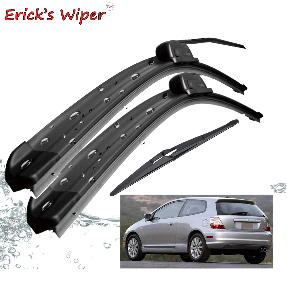 Erick's Wiper Front & Rear Wiper Blades Set Kit For Honda Civic 7 Hatchback 2000 - 2006 Windshield Windscreen Window 24