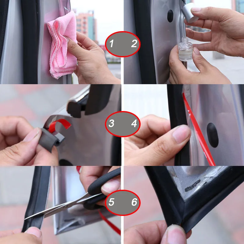 3M Car Door H Type Sealing Strip Sticker Dustproof Waterproof Insulation Auto Window Gap Engine Trunk Protection Auto Accessory