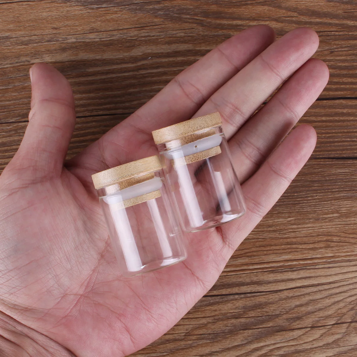 5pcs 15ml 30*40mm Mini Glass Bottle Glass Vessels with Bamboo Lids Caps Potion Bottles Glass Vials Glass tubes