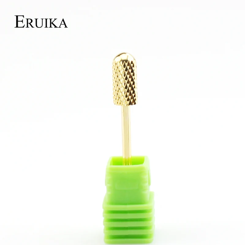 ERUIKA 1pc Ronde Top Carbide Nail Boren Elektrische Manicure Bit Machine Frees Roterende Goud Burr Nail Art Accessoires