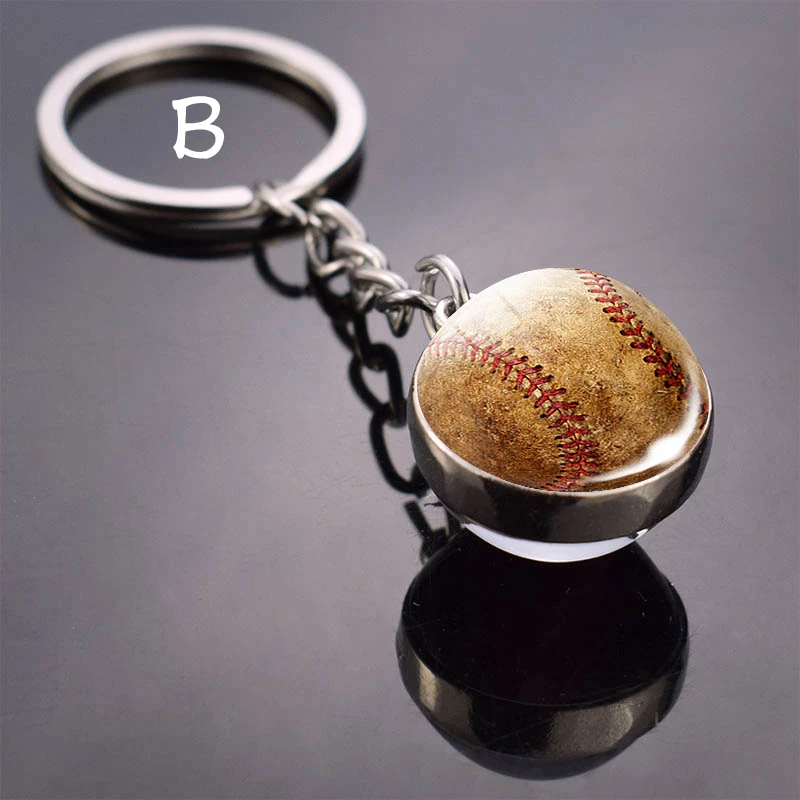 Baseball Keychain Baseball Stuff Glass Ball Key Chain Pendant Gift for Baseball Lovers Keyring Sports Ball Keychains Accessories