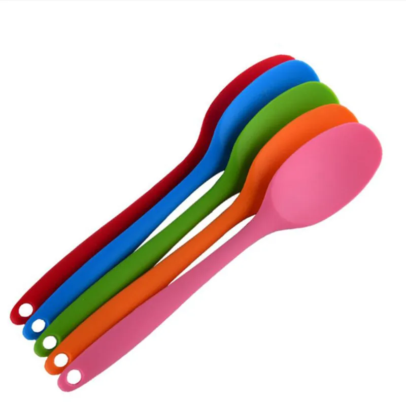 Kuchen Butter Spatel Silikon Löffel Rührlöffel langstieligen Kochutensilien Geschirr Küche Suppe Löffel Mixer Kochen Werkzeuge