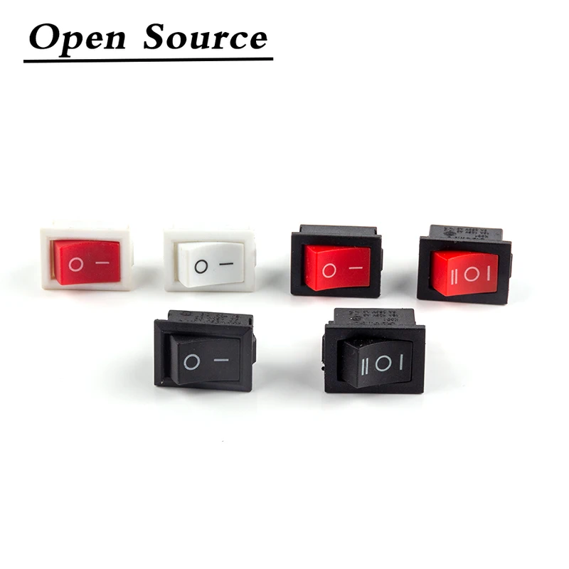 5pcs KCD1 Rocker Switch Push Button Mini Switch 6A-10A 250V KCD1-101 2Pin 3Pin Snap-in on/Off 21*15MM Black Red White