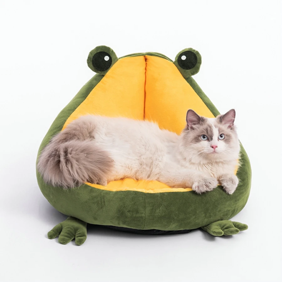 

Pet Cat Dog Bed House For Cats Indoor Warm Frog Small Dog Sleep Mat Kitten Kennel Beds Soft Kitten Sleep Mats