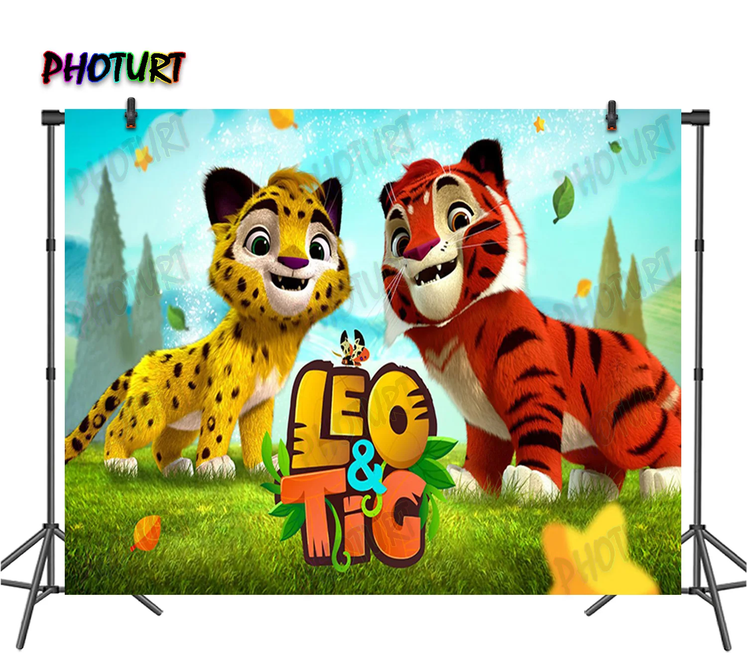 Telón de fondo para fotografía de cumpleaños de niños, cartel de tigre de dibujos animados, decoración de Banner, accesorios de vinilo para fotos