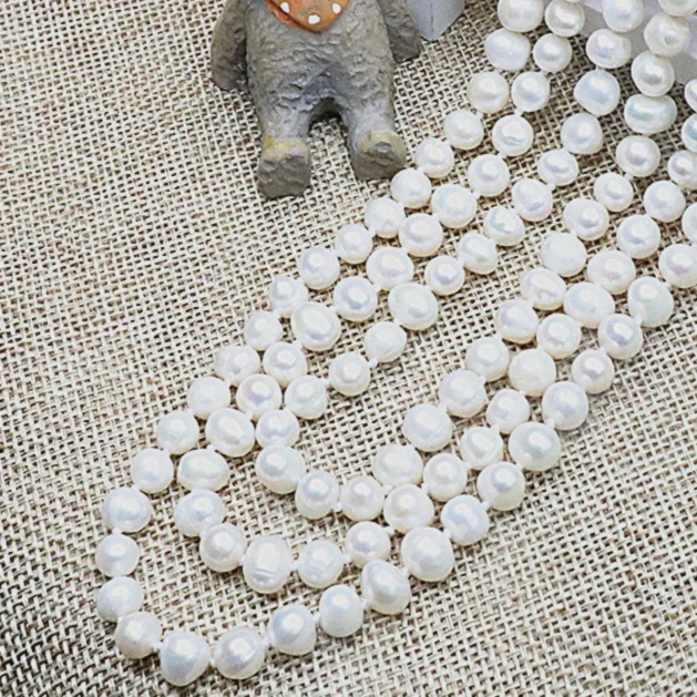 HOT Jewelry Necklace Free Shipping new Fashion Style diy 3 Rows 7-8mm White Akoya Cultured natural Pearls Necklace 17-21