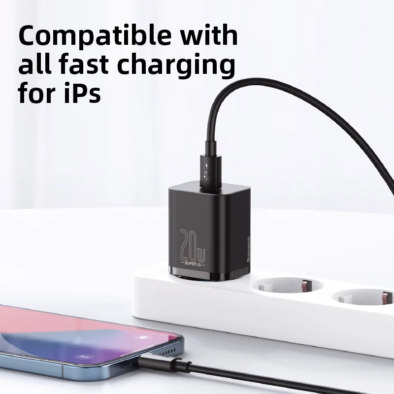 Baseus PD 20W Charge rapide USB C chargeur pour iPhone 14 13 Pro Max Type C à ip Charge rapide USB C mur téléphone chargeur rapide