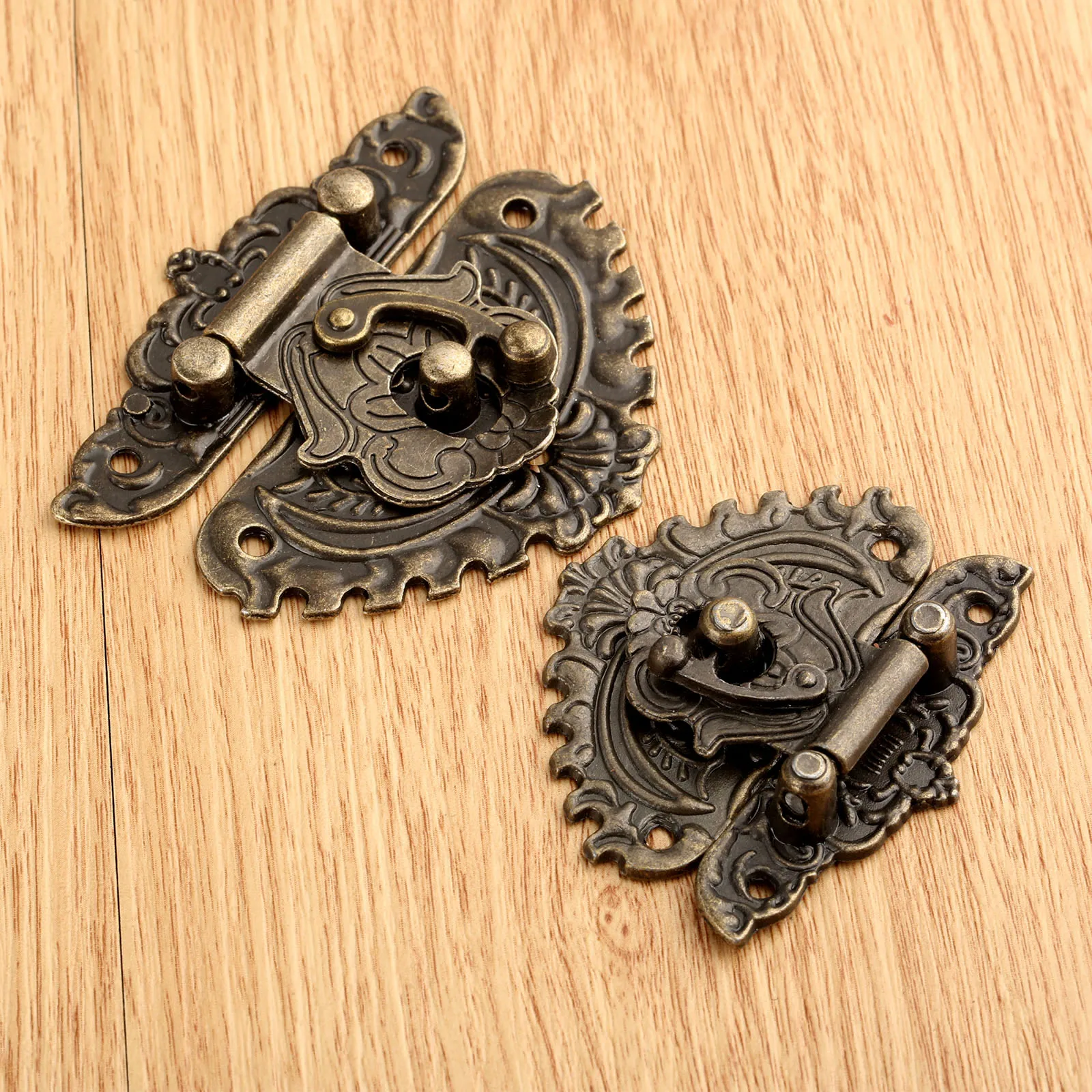 Antique Bronze Box Hasps Lock Catch Latches for Jewelry Chest Box Suitcase Buckle Clip Clasp Funiture Hardware 50x56mm 58x68mm