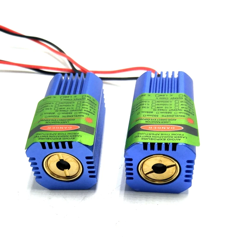 2pcs High Power 532nm 50mW Green Laser Diode Dot Module Spot Beam with Glass Lens 40mmx21mm